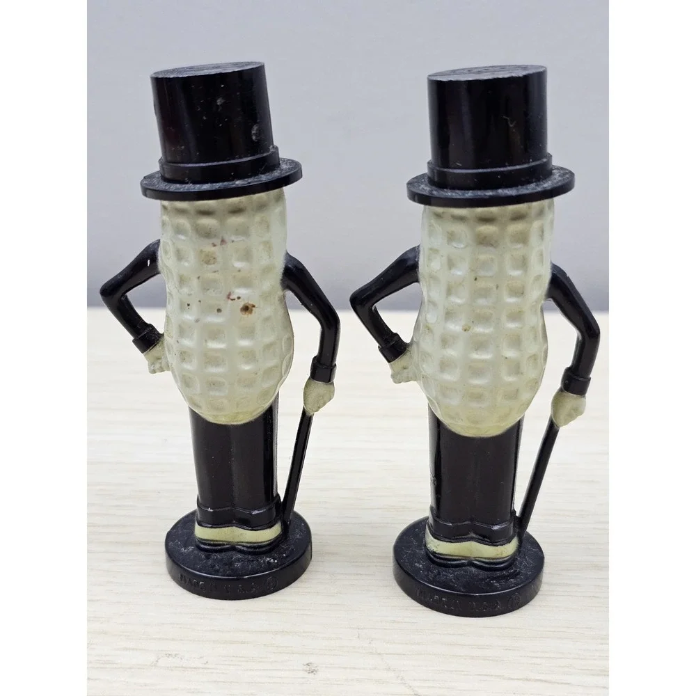 Vintage Planters Mr. Peanut Salt‎ and Pepper Shakers Made in USA Pyro 4